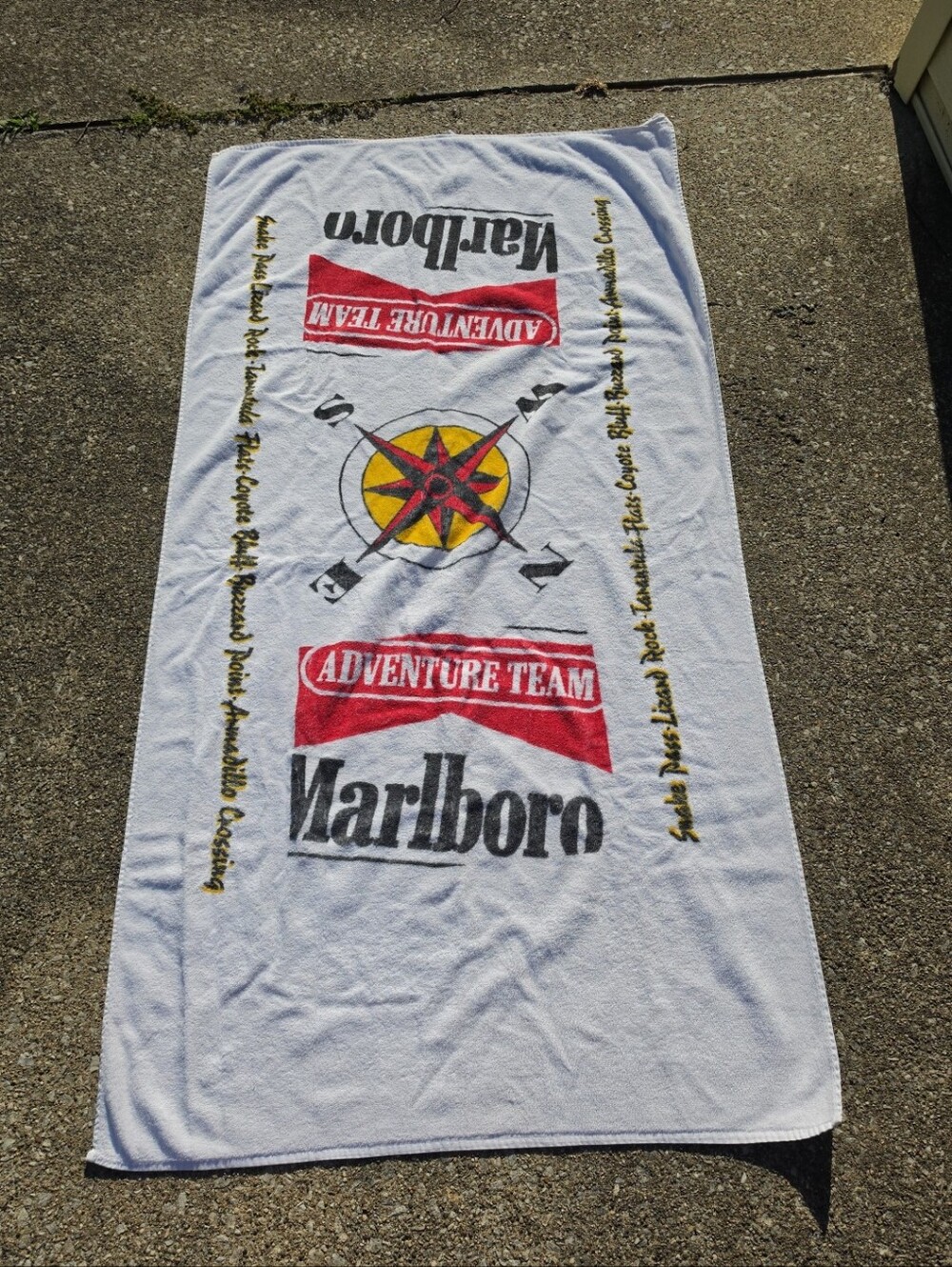 Vintage 90's Marlboro Adventure Team Beach Towel Pool 62"× 34" Cotton